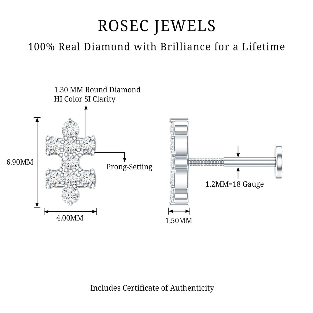 Diamond Puzzle Piece Earring for Helix Piercing
