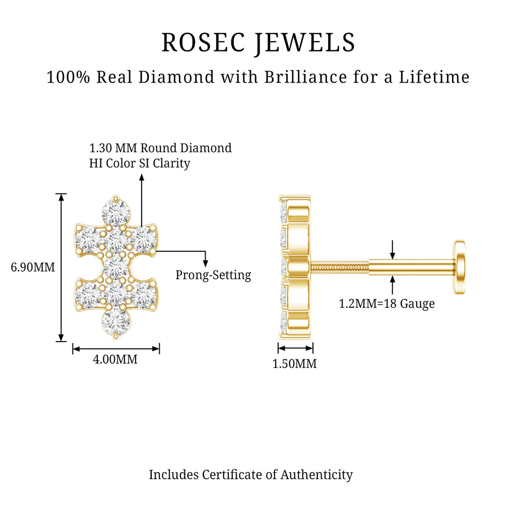 Diamond Puzzle Piece Earring for Helix Piercing