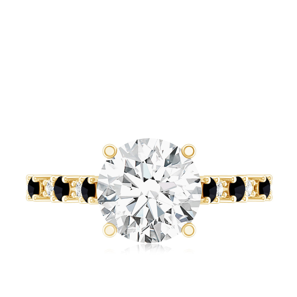 Lab Grown Diamond Designer Engagement Ring with Black Diamond