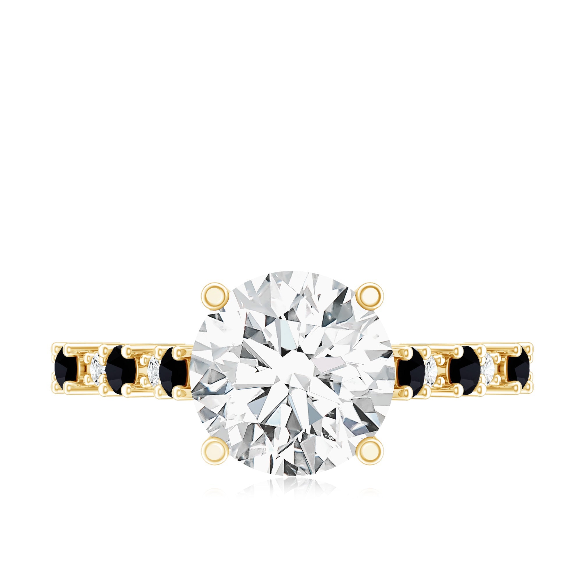 Lab Grown Diamond Designer Engagement Ring with Black Diamond
