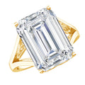 Certified 9 Carat Emerald Cut Cubic Zirconia Engagement Ring in Silver