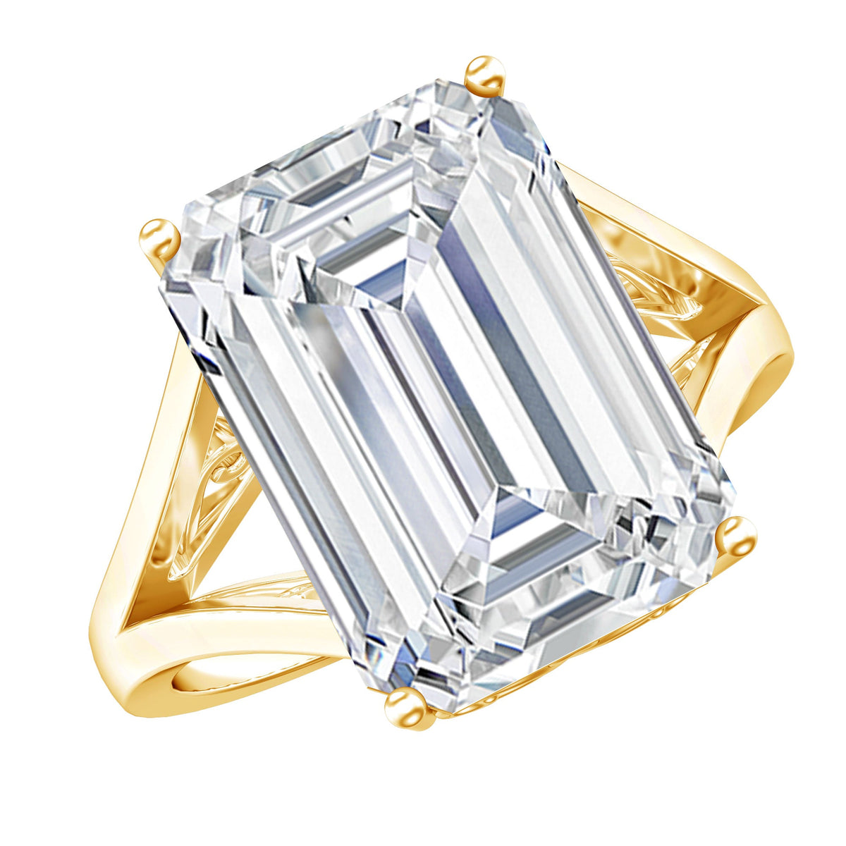 Certified 9 Carat Emerald Cut Cubic Zirconia Engagement Ring in Silver