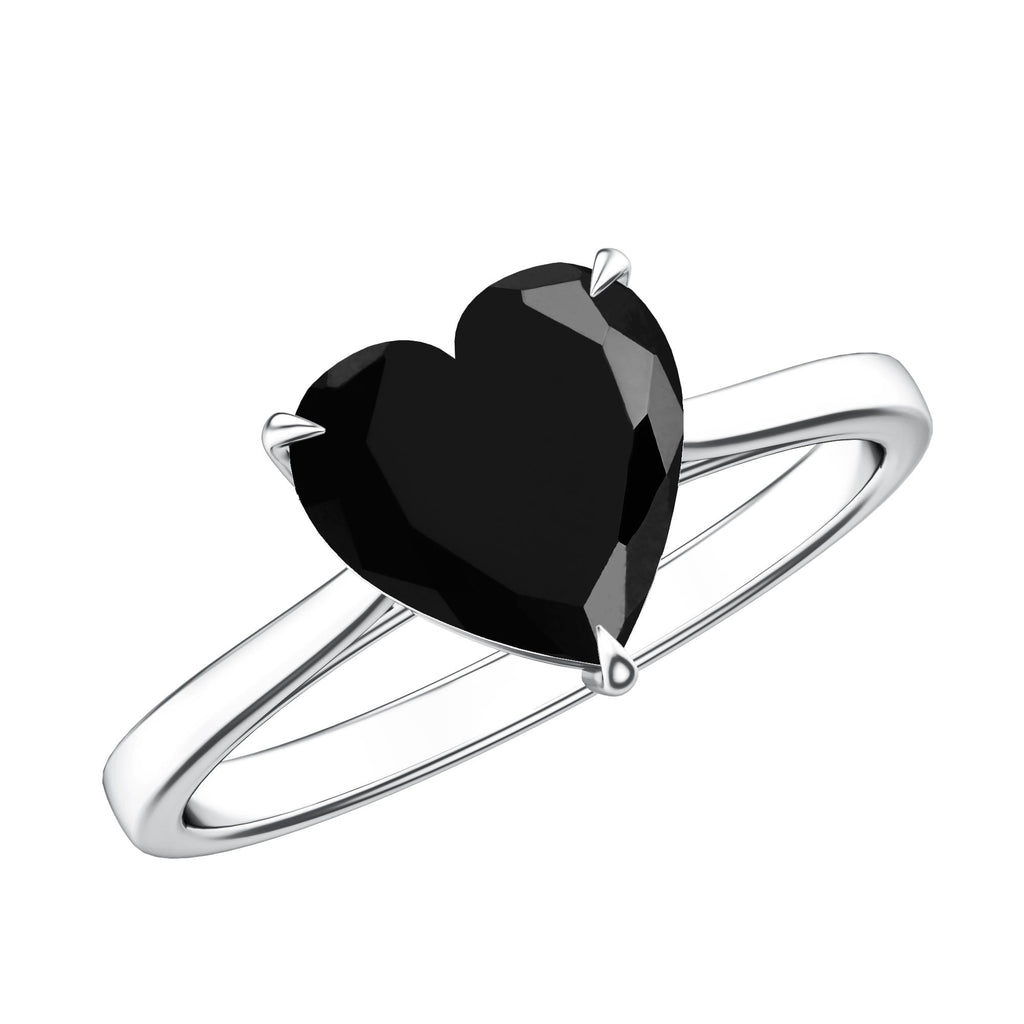 Heart Shaped Created Black Diamond Solitaire Promise Ring