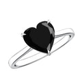 Heart Shaped Created Black Diamond Solitaire Promise Ring
