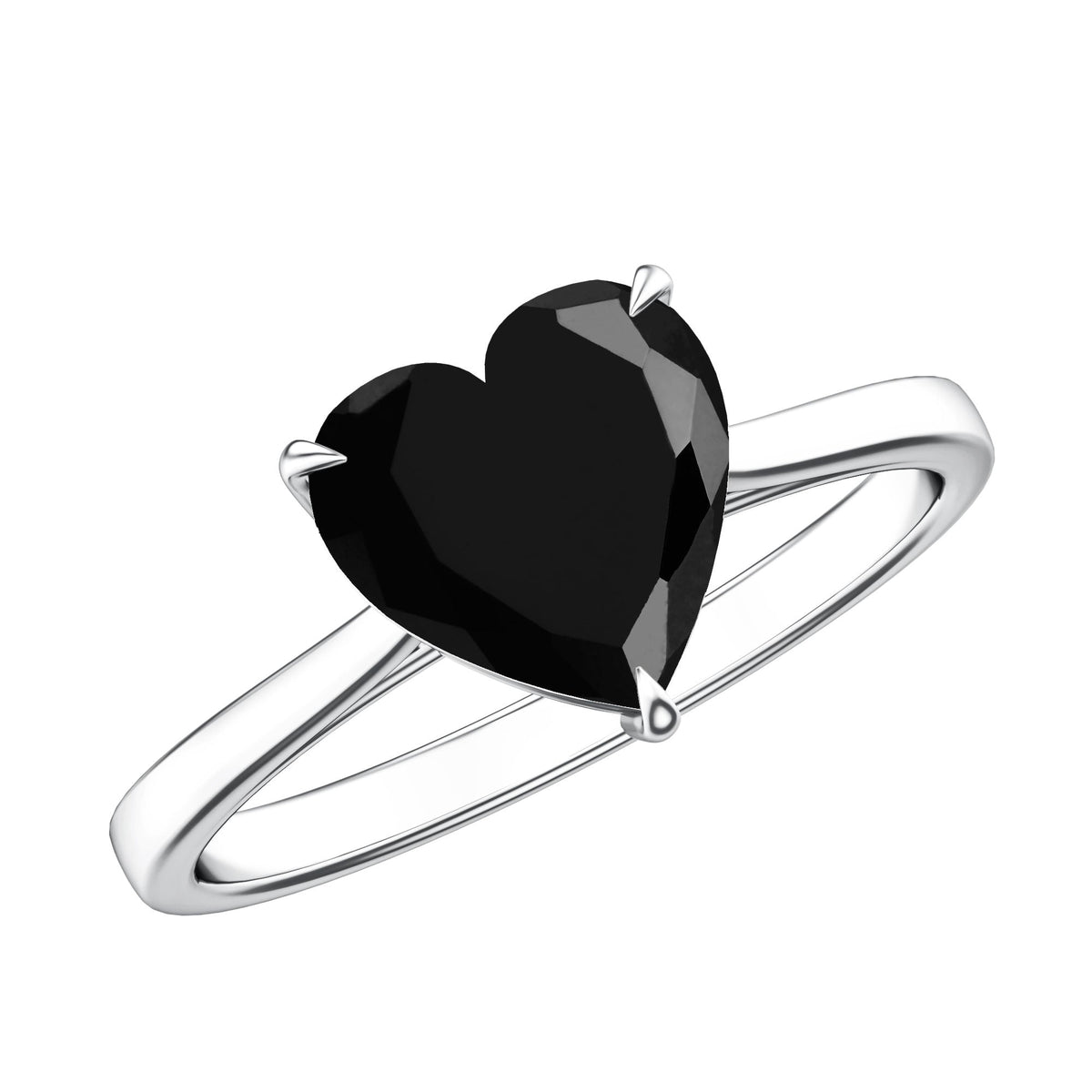 Heart Shaped Created Black Diamond Solitaire Promise Ring