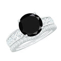 2 Carat Lab Grown Black Diamond Engagement Ring with Moissanite Enhancer
