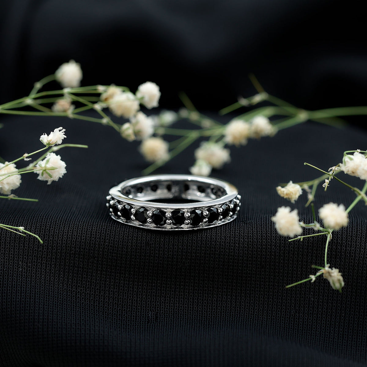 Certified Lab Grown Black Diamond Full Eternity Band Ring for Women