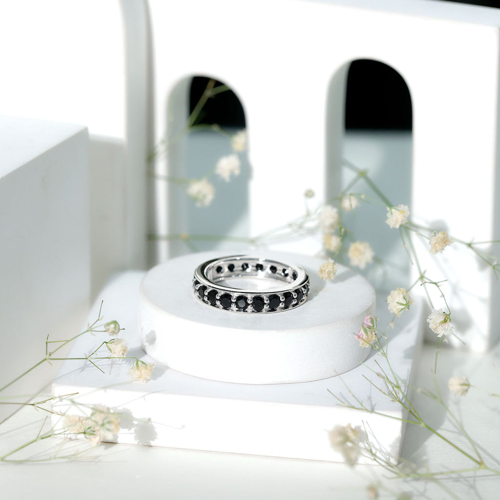 Certified Lab Grown Black Diamond Full Eternity Band Ring for Women