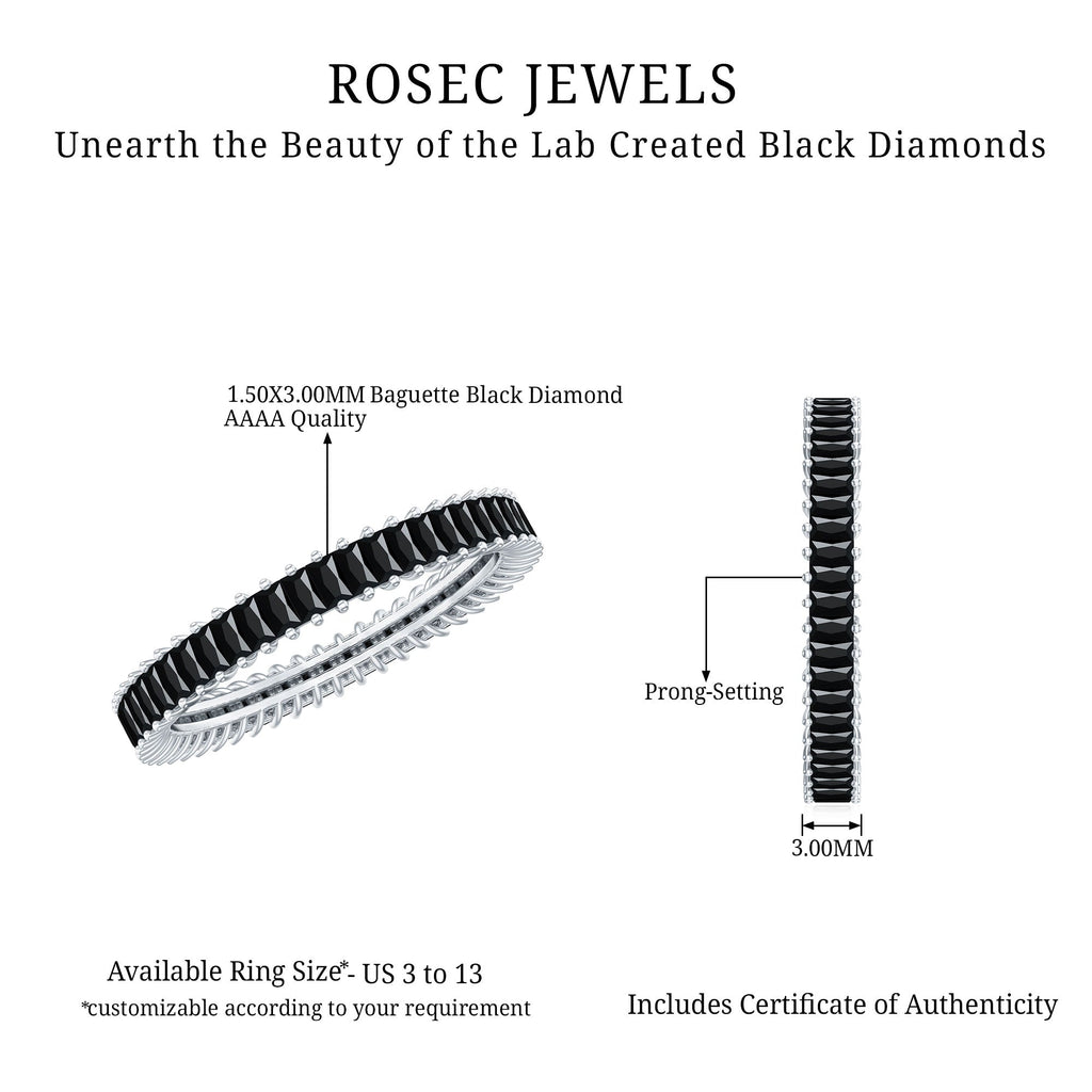Certified Baguette Lab Grown Black Diamond Eternity Ring for Anniversary