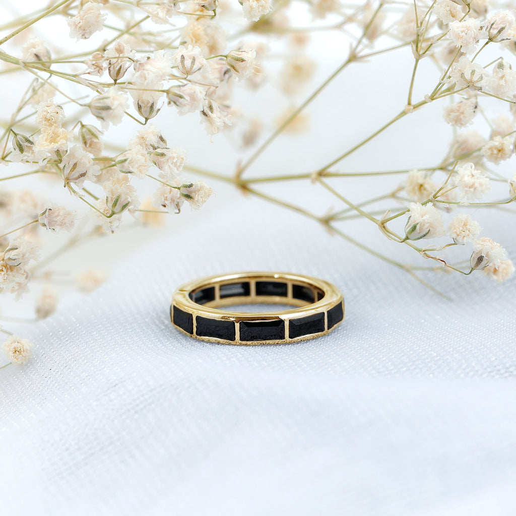 Baguette Cut Lab Grown Black Diamond Eternity Band Ring