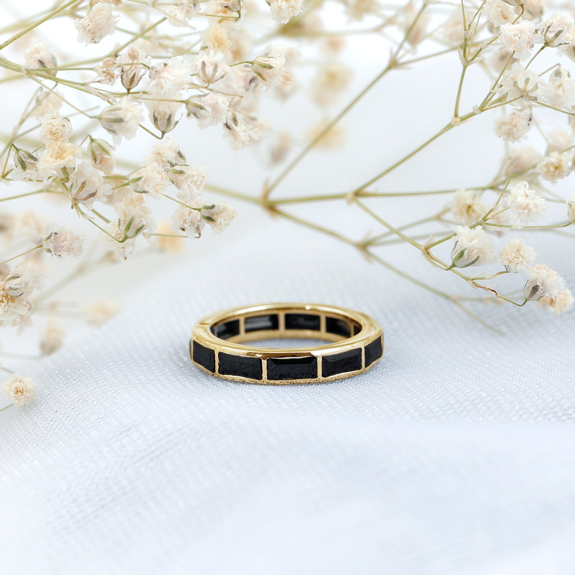 Baguette Cut Lab Grown Black Diamond Eternity Band Ring