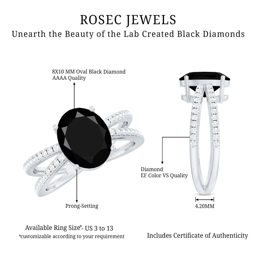 4.2 Carat Lab Grown Black Diamond Statement Engagement Ring with White Diamond