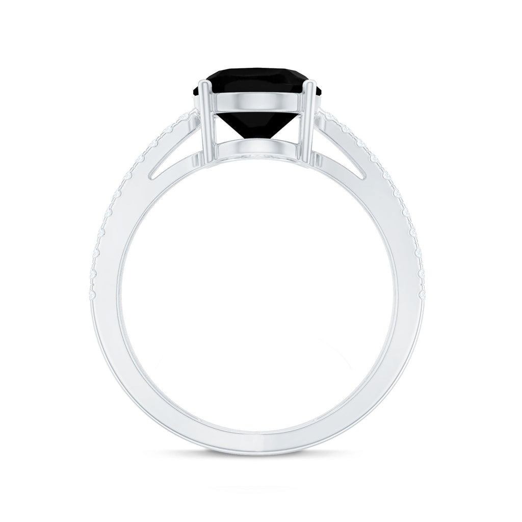 4.2 Carat Lab Grown Black Diamond Statement Engagement Ring with White Diamond