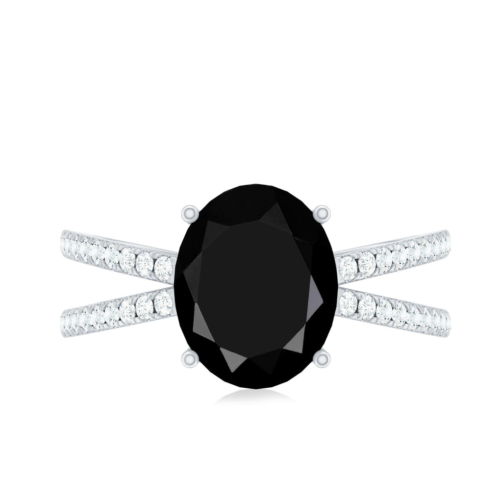 4.2 Carat Lab Grown Black Diamond Statement Engagement Ring with White Diamond