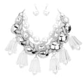Pearl Chunky Lucite Cord Braided Statement Necklace