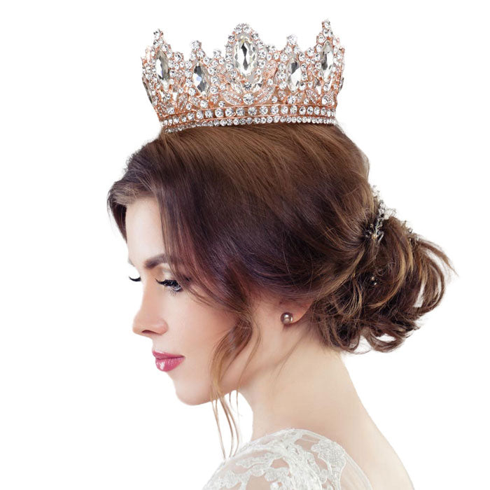 Marquise Accented Pageant Stone Crown Tiara