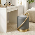 Round Vanity Stool with Gold Halo Design - Faux Leather
