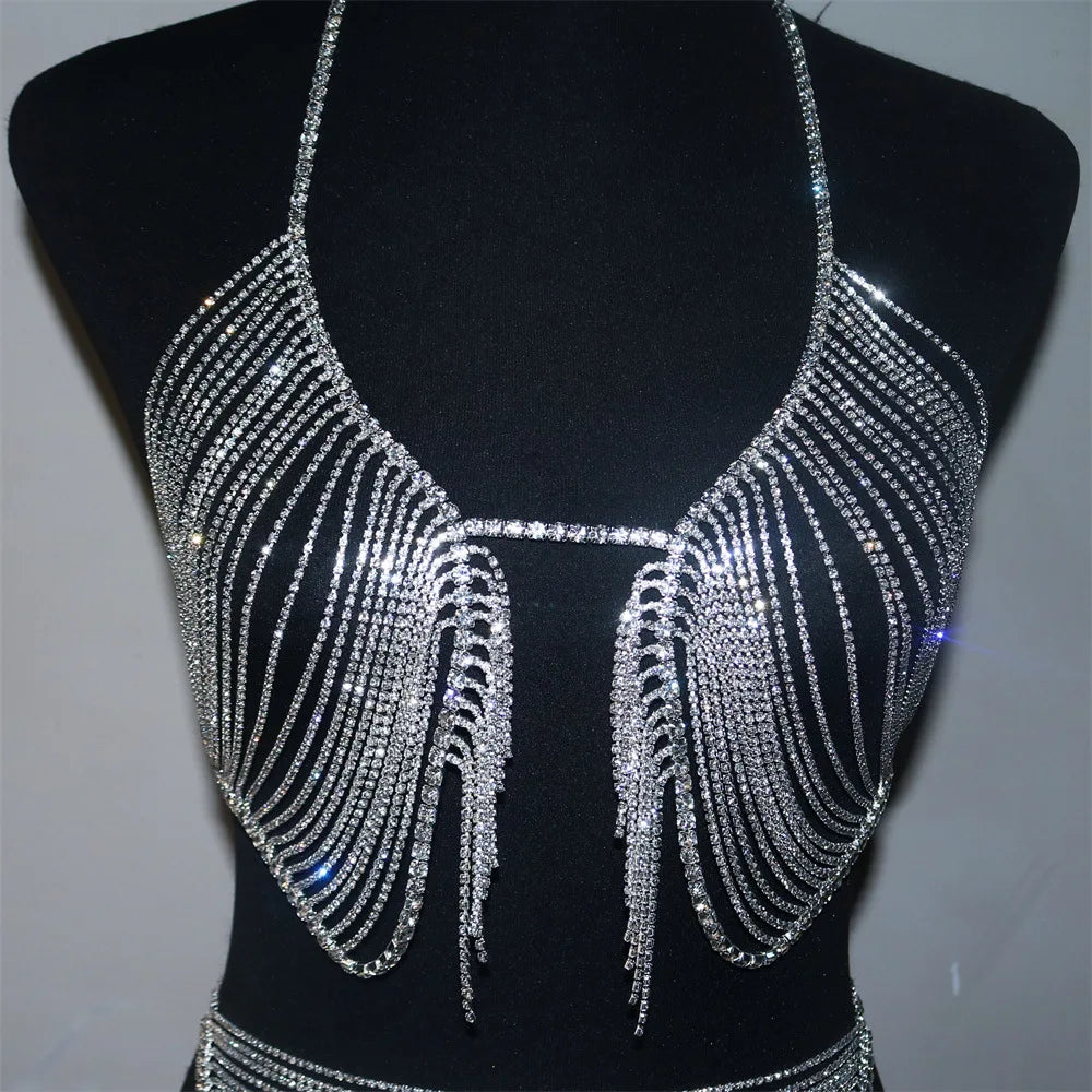 Crystal Tassel Body Chain Set