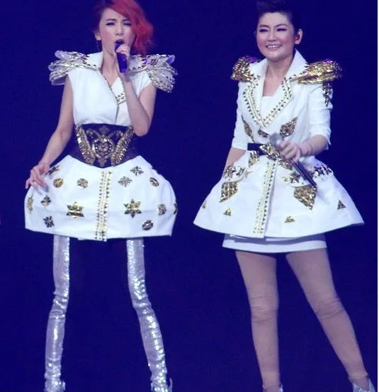 White Studded Faux-Leather Festival Set
