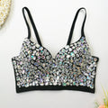 Rhinestone Glitter Bustier Corset Top Hook-and-Eye Nightclub Party Bralette