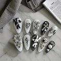 Black & White Gothic Bow Press-On Nails | 10 Pieces