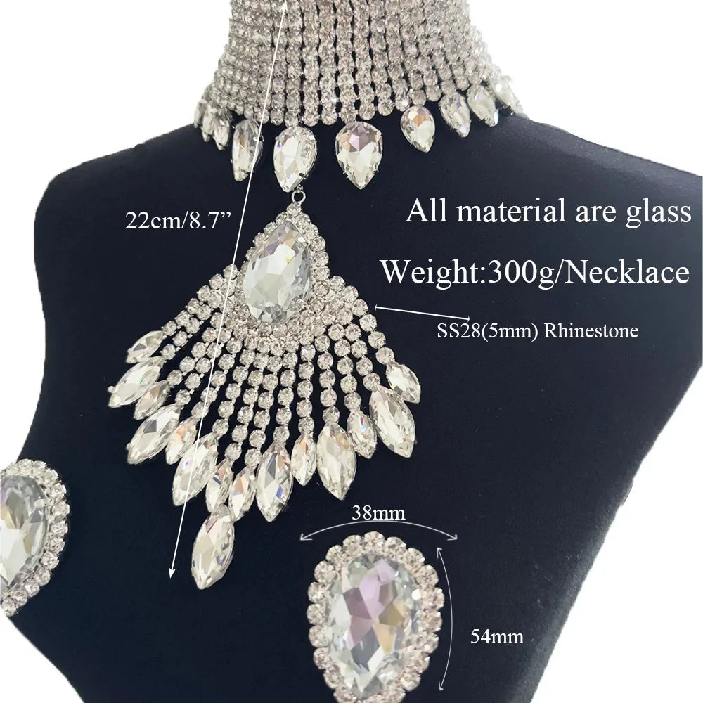 Crystal Tassel Choker & Earrings Set