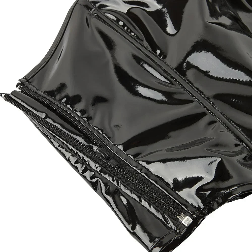 Glossy Faux Leather Corset Top