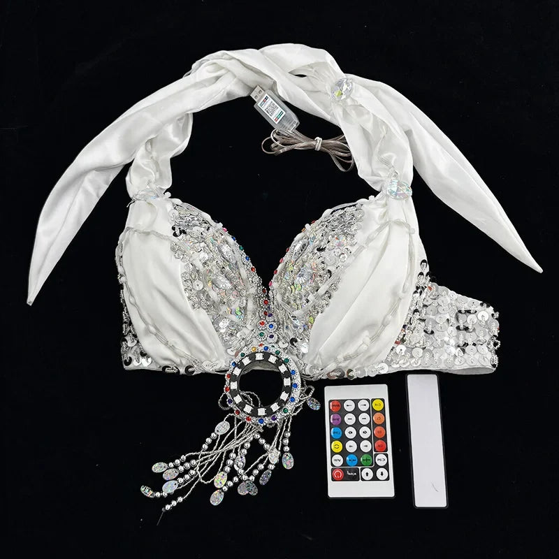App-Controlled Bluetooth LED Glowing Belly Dance Bra & Stage Performance Top
