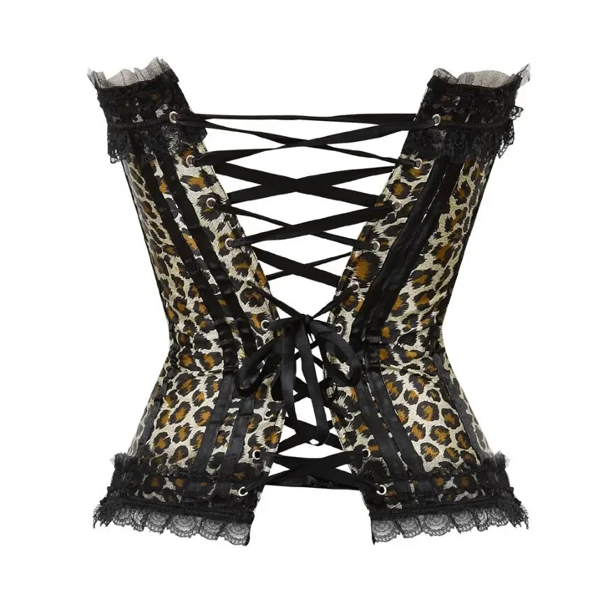 Leopard Satin Overbust Corset