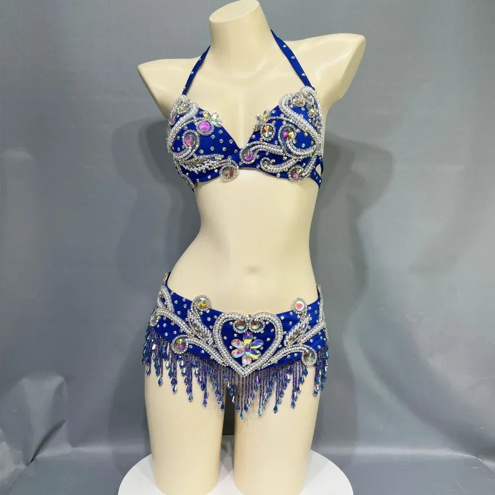 Beaded Crystal Bra & Belt Set