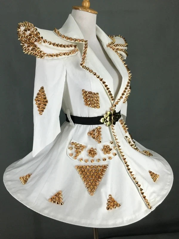 White Studded Faux-Leather Festival Set