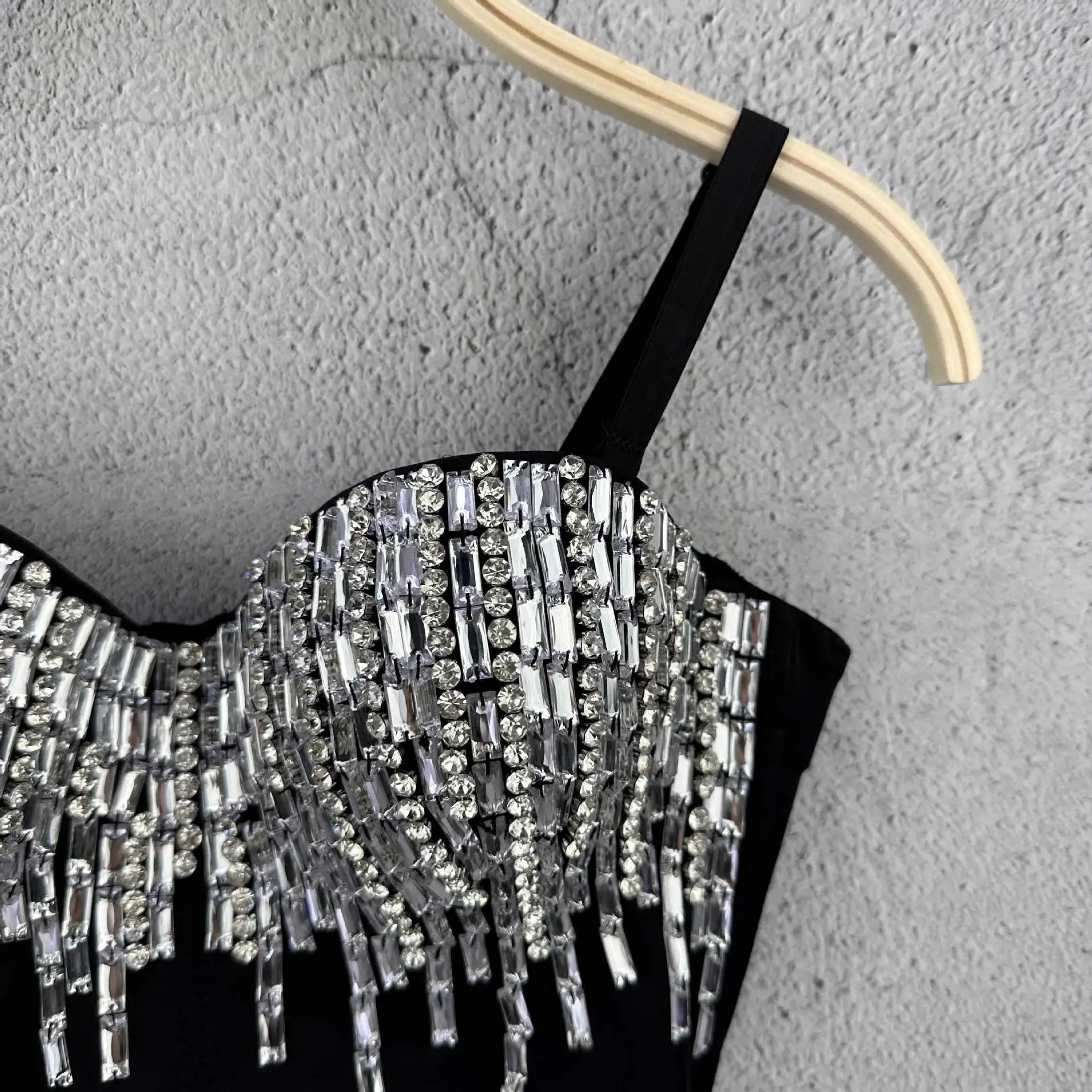 Crystal Beaded Bustier Corset Crop Top Nightclub Party Bralette