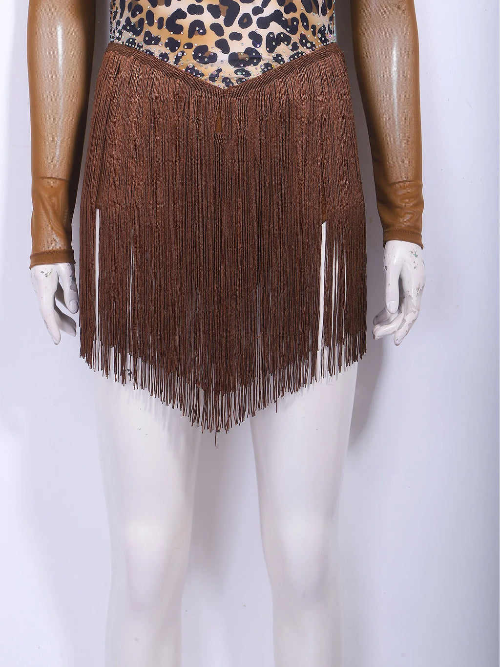 Leopard Rhinestone Fringe Festival Bodysuit