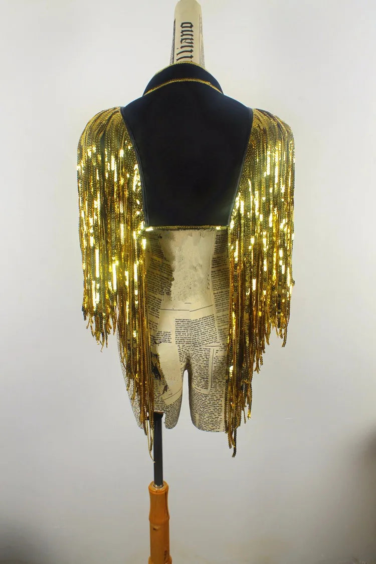 Sequin Fringe Cropped Jacket