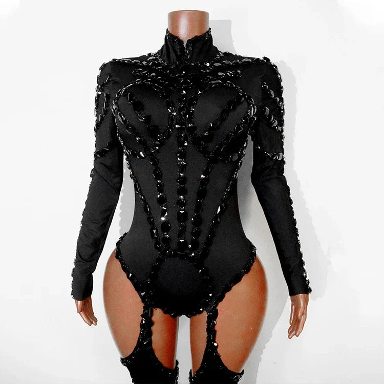Rhinestone Mesh Festival Jumpsuit Set
