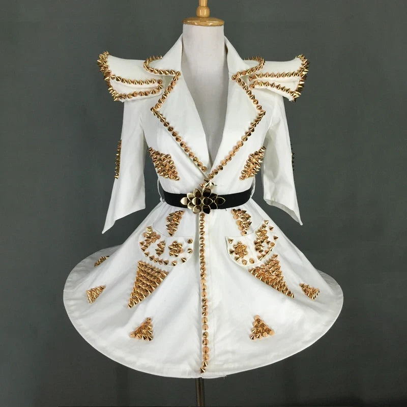 White Studded Faux-Leather Festival Set