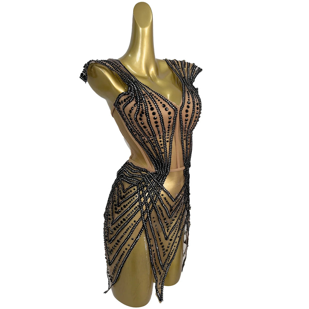 Crystal Flying-Sleeve Festival Mini Dress