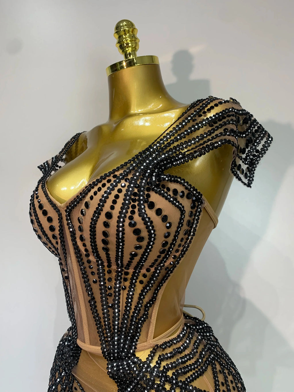 Rhinestone Mesh Strapless Festival Mini Dress
