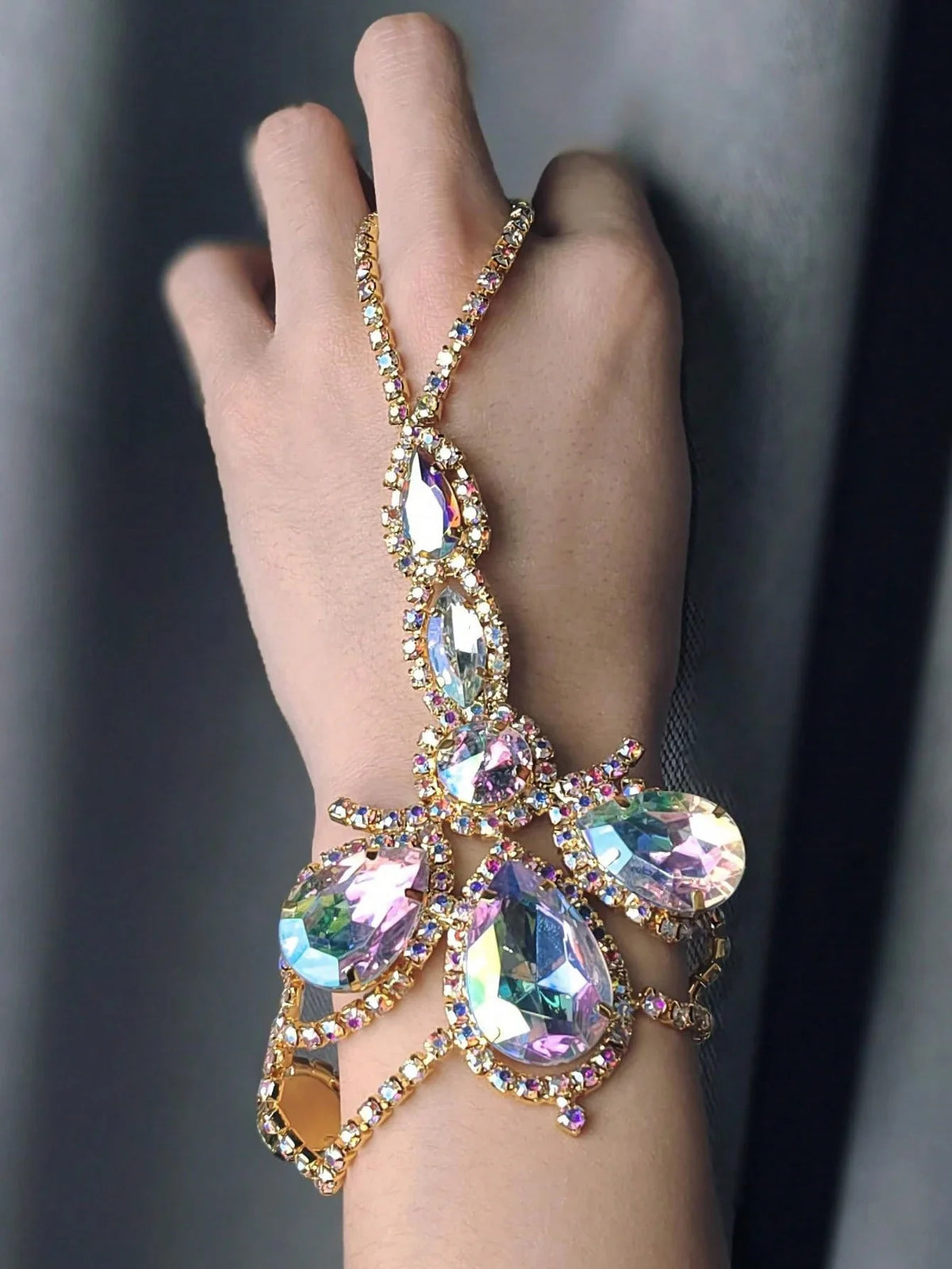 Oversized Crystal Hand Harness Bracelet