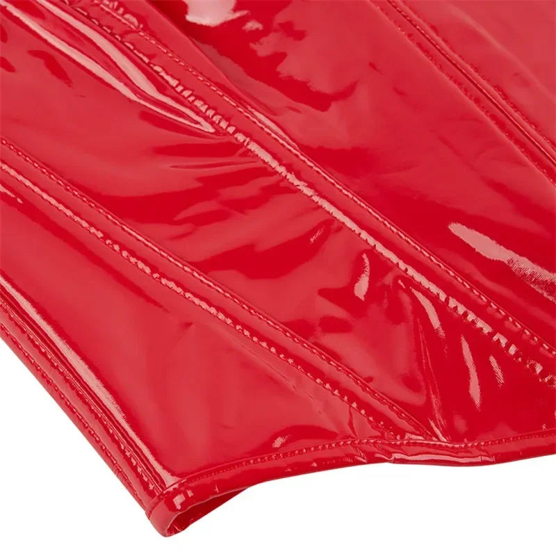 Glossy Faux Leather Corset Top