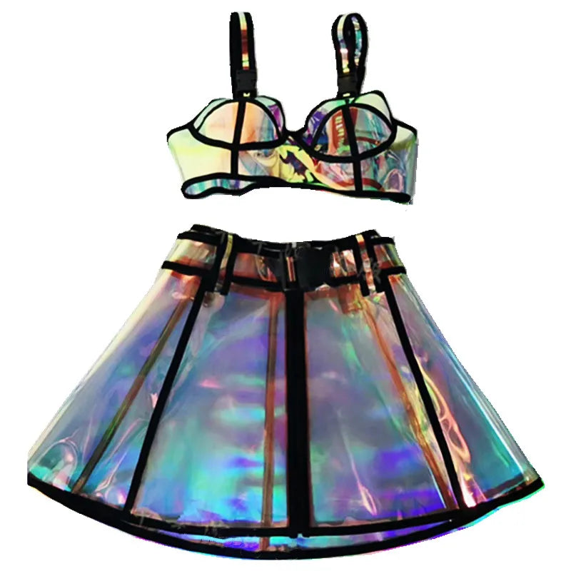 Iridescent Bra & Mini Skirt Set