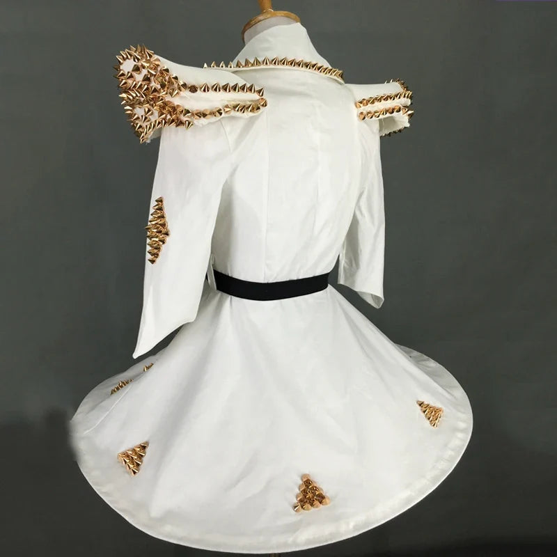 White Studded Faux-Leather Festival Set