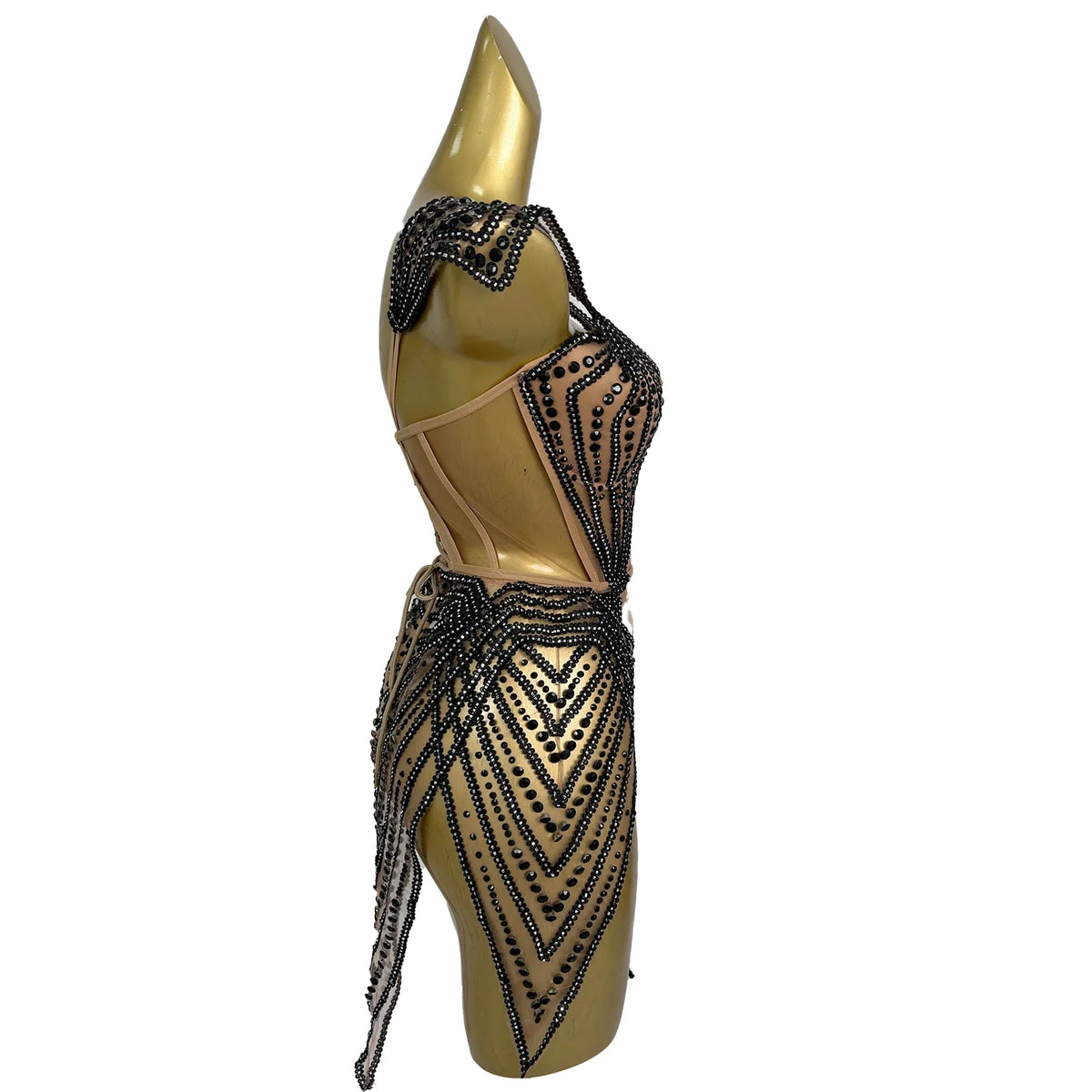 Crystal Flying-Sleeve Festival Mini Dress