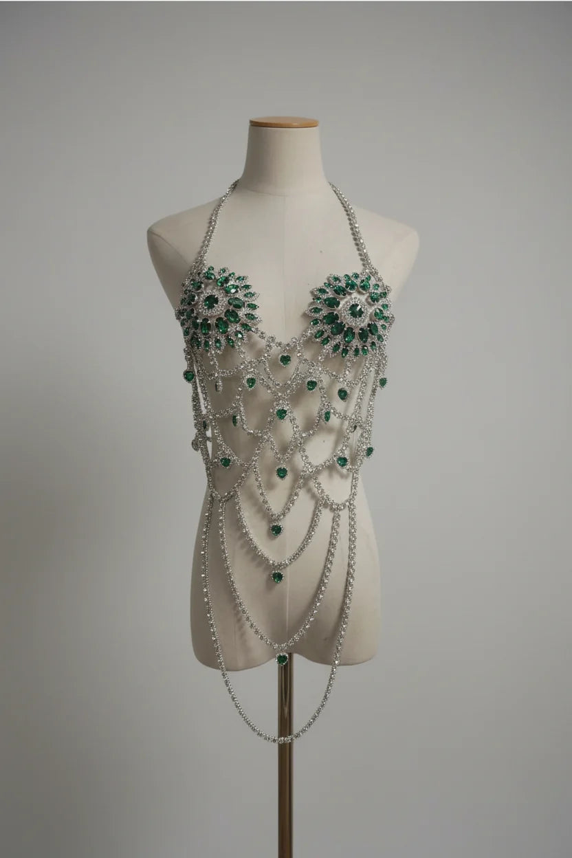 Heart Crystal Body Chain Set
