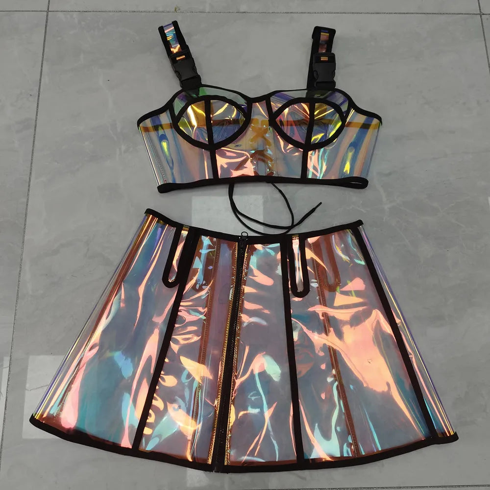 Iridescent Bra & Mini Skirt Set