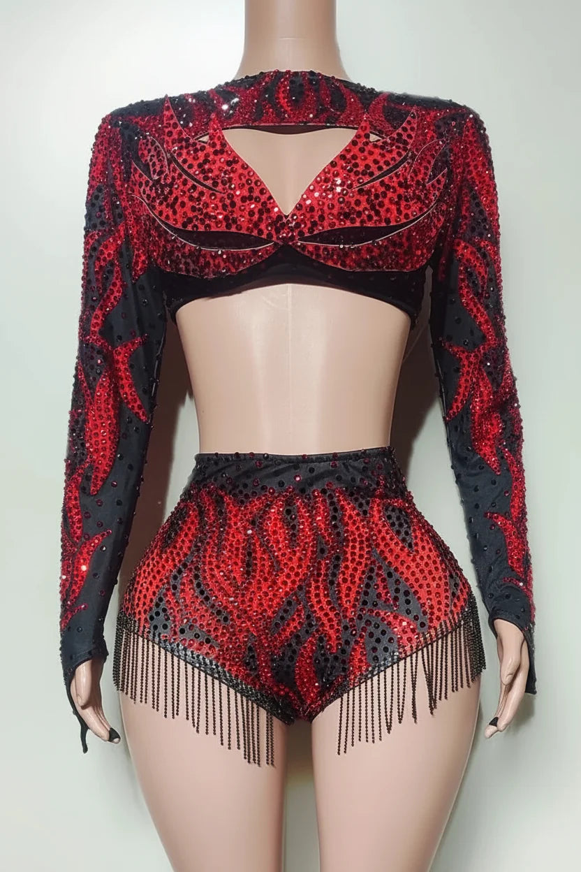 Crimson Crystal Two-Piece Festival Set