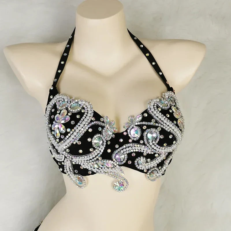 Beaded Crystal Bra & Belt Set