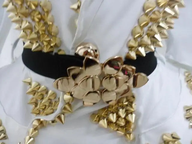 White Studded Faux-Leather Festival Set