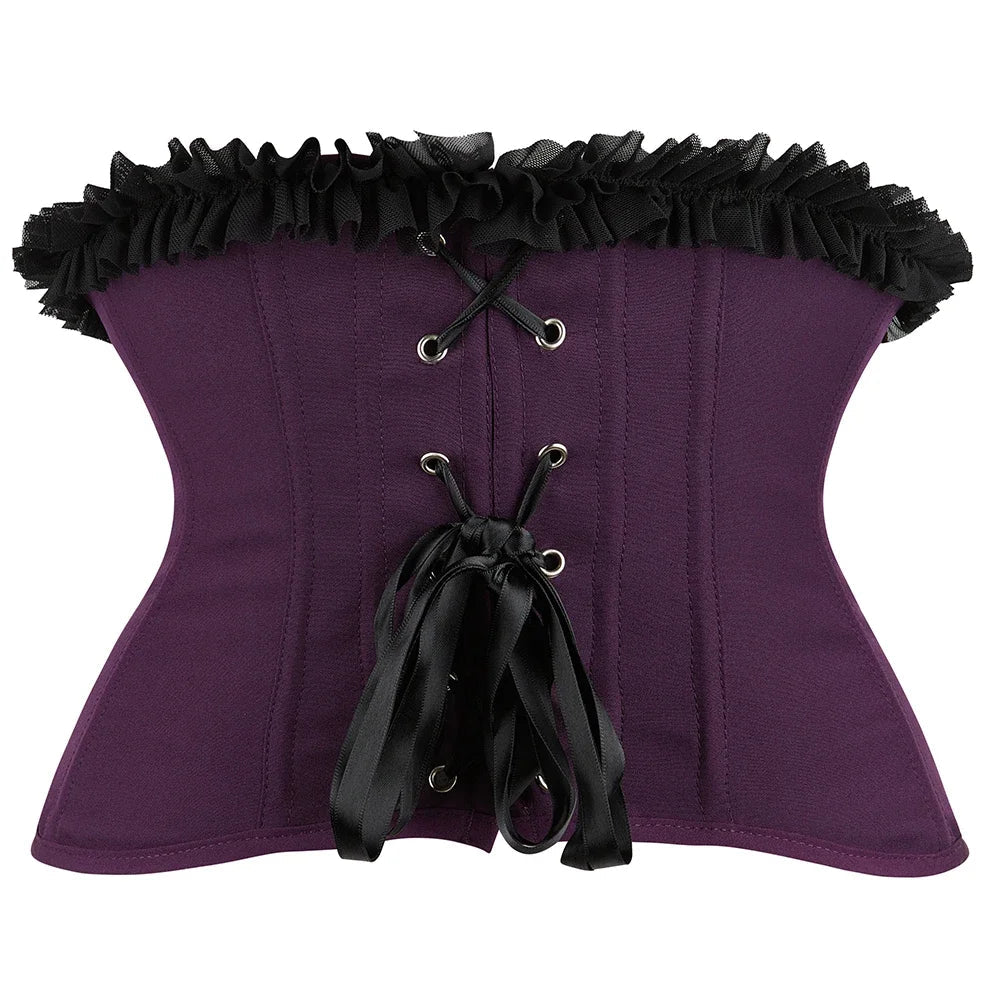 Gothic Lace Ruffle Underbust Corset Bustier