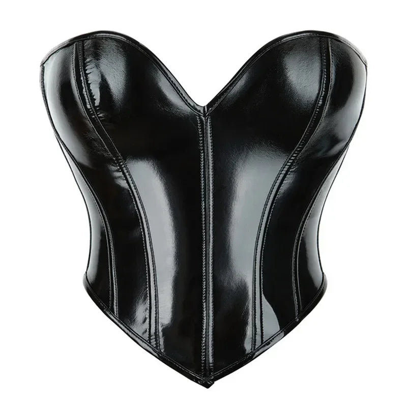 Glossy Faux Leather Corset Top